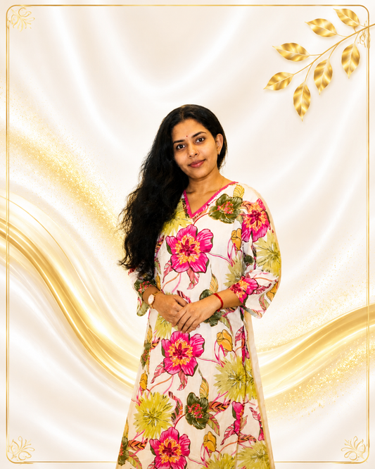 Premium Fabric Floral Printed Kurti with Palazzo