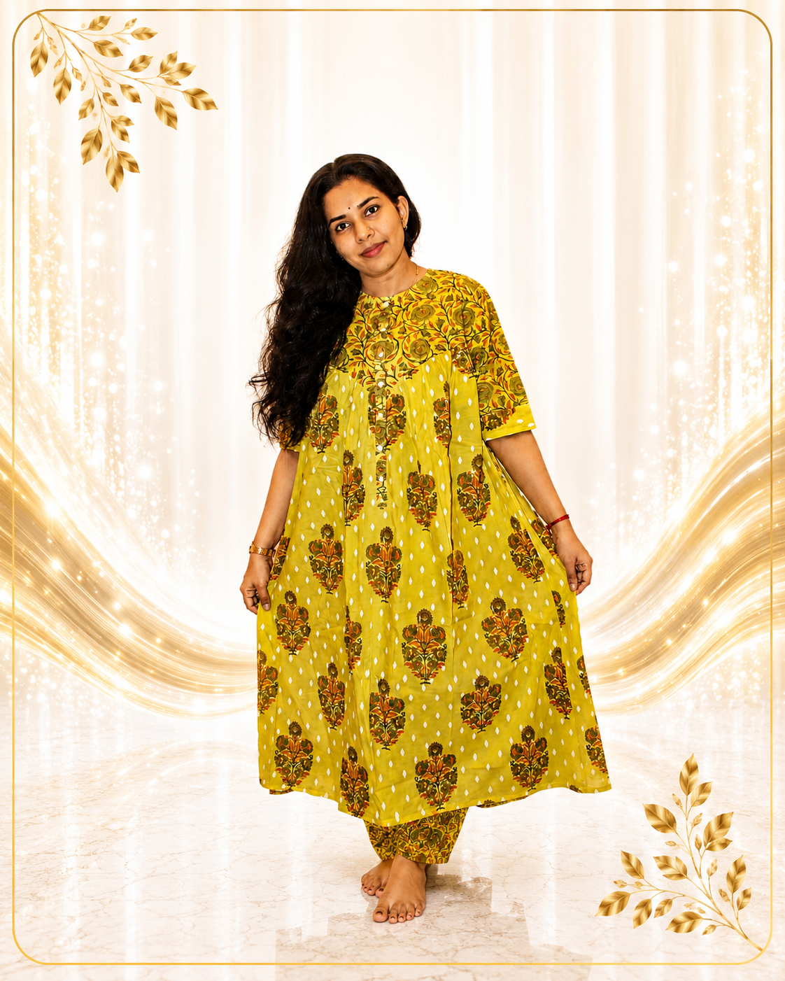 Exquisite Cotton Fabric Anarkkali with Palazzo