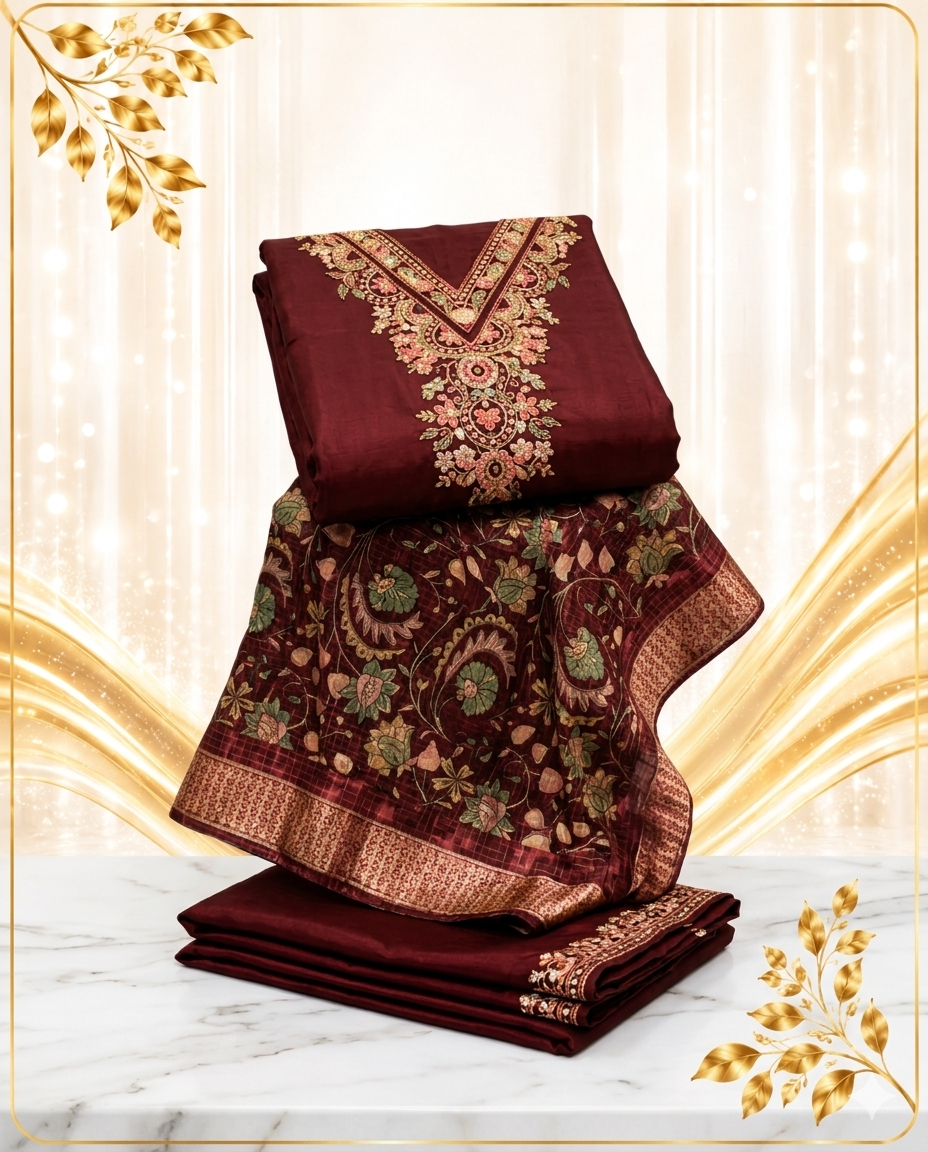 Rich Fabric Floral Printed Kurti with Dupatta