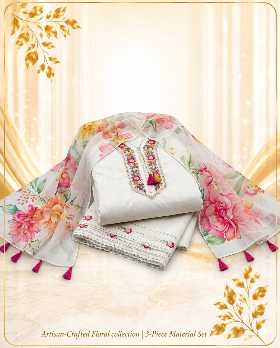 Premium Fabric Floral Printed Anarkkali with Dupatta